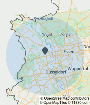 Kartendarstellung des Servicegebiets von Dachdeckermeister Willi Stillger