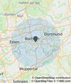 Kartendarstellung des Servicegebiets von HAUPENTHAL Steuerberatung