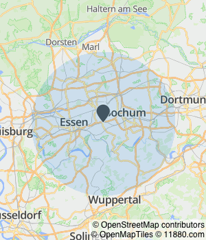 Kartendarstellung des Servicegebiets von Echo Pflegedienst