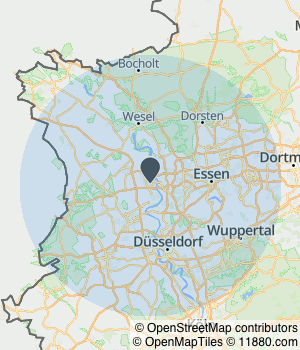 Kartendarstellung des Servicegebiets von Volks-Bau.com