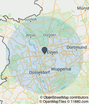 Kartendarstellung des Servicegebiets von OA Hausverwaltung