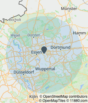Kartendarstellung des Servicegebiets von Zimmerei Schellhoff