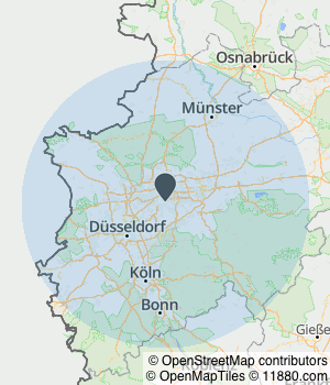 Kartendarstellung des Servicegebiets von Andreas Fliesendesign