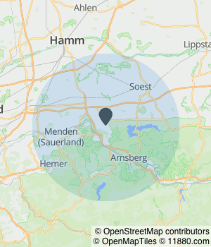 Kartendarstellung des Servicegebiets von Dittmann Erd- und Gartenbau