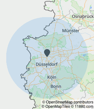 Kartendarstellung des Servicegebiets von Fahrzeugkosmetik Rhein-Ruhr