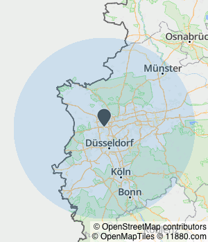 Kartendarstellung des Servicegebiets von DKT Duisburger Kabeltechnik