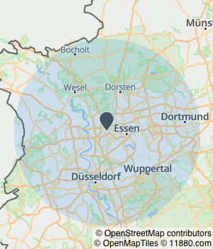 Kartendarstellung des Servicegebiets von Zekjiri-Trockenbau