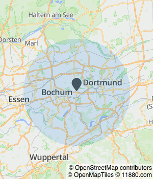 Kartendarstellung des Servicegebiets von Metallbau UZUN GmbH