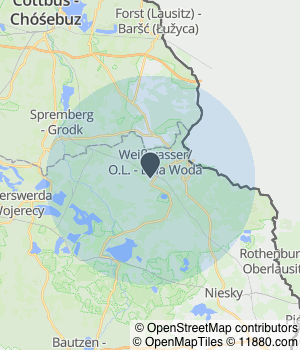 Kartendarstellung des Servicegebiets von IPD-Ihre Pflege Daheim GmbH