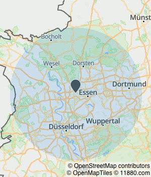 Kartendarstellung des Servicegebiets von Blk transporte