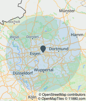 Kartendarstellung des Servicegebiets von Versicherungsmakler Breker & Waßer