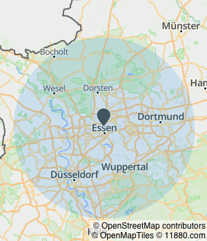 Kartendarstellung des Servicegebiets von ENDO HAUS Das Bad Die Heizung