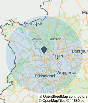 Kartendarstellung des Servicegebiets von Garten- und Landschaftsbau Kovacevic