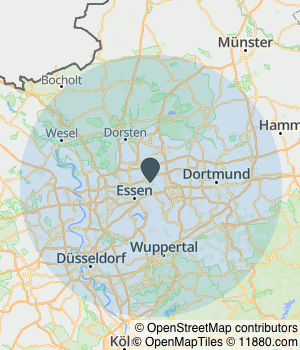 Kartendarstellung des Servicegebiets von Bestattungen Schürck