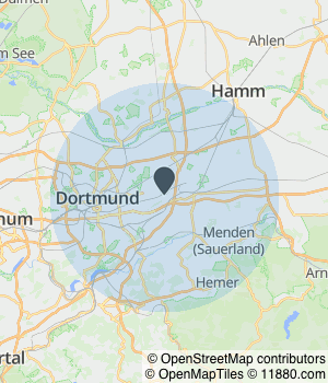 Kartendarstellung des Servicegebiets von V & F Personal Management UG