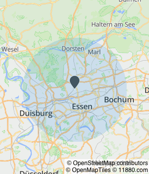 Kartendarstellung des Servicegebiets von V&N Reinigung Service