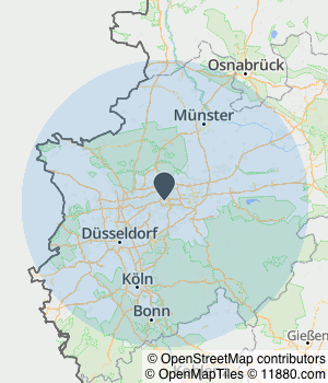 Kartendarstellung des Servicegebiets von Developpeers GmbH