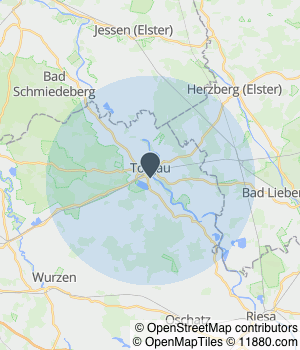 Kartendarstellung des Servicegebiets von Kanitz Sanitär und Heizungs GmbH