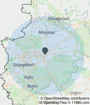 Kartendarstellung des Servicegebiets von Janz & Partner Steuerberater