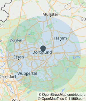 Kartendarstellung des Servicegebiets von Zellas Gebäudeservice