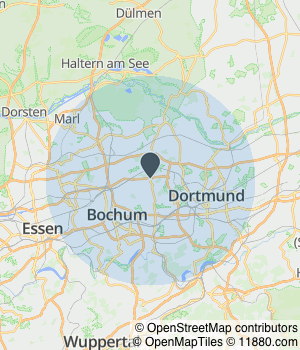 Kartendarstellung des Servicegebiets von Lbi-immobilien