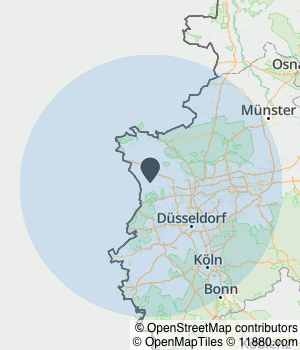 Kartendarstellung des Servicegebiets von FL Holz & Zaunmontagen