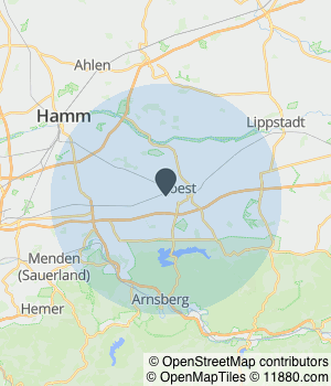 Kartendarstellung des Servicegebiets von Lehn Transport