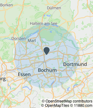 Kartendarstellung des Servicegebiets von Vestische Fahrdienste - Taxi Recklinghausen