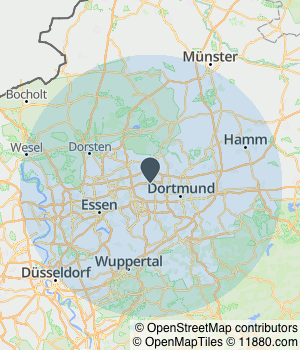 Kartendarstellung des Servicegebiets von HDS Ideenmessebau