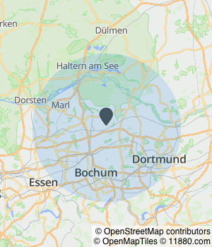 Kartendarstellung des Servicegebiets von Die mit dem Vogel GmbH