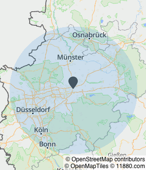 Kartendarstellung des Servicegebiets von Tagespflege Haus Gadum