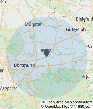 Kartendarstellung des Servicegebiets von Solar Hamm GmbH