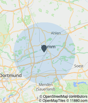 Kartendarstellung des Servicegebiets von Rausch Raumwerk