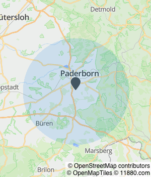 Kartendarstellung des Servicegebiets von Romero Haus- & Gartenservice