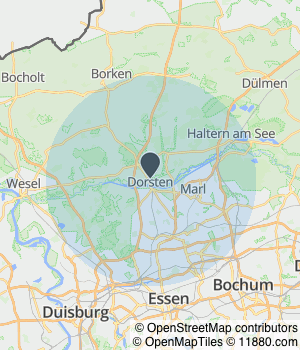 Kartendarstellung des Servicegebiets von Echo Pflegedienst