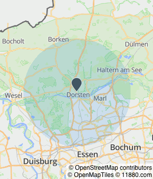 Kartendarstellung des Servicegebiets von Revier, Bistro und Catering Ingo Folgmann