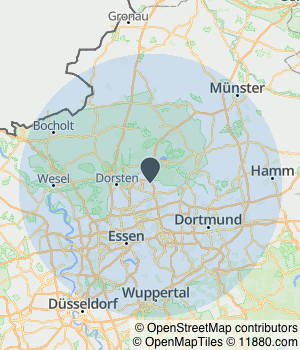 Kartendarstellung des Servicegebiets von Primora-Dienstleistungen