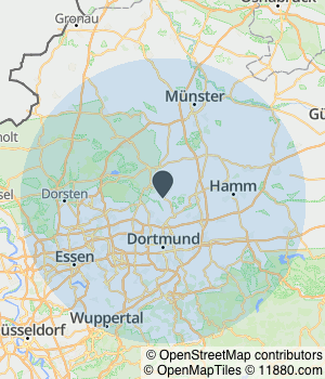 Kartendarstellung des Servicegebiets von seoBOXX Webdesign