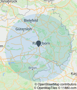 Kartendarstellung des Servicegebiets von Christoph Jostmeier Steuerberatung