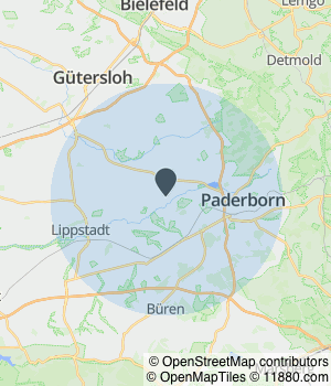 Kartendarstellung des Servicegebiets von Baustellen Buddys