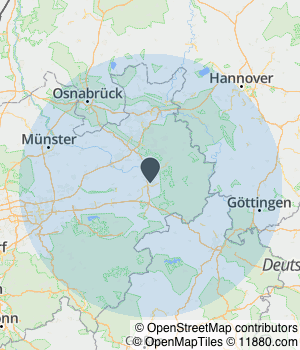 Kartendarstellung des Servicegebiets von Sachverständigenbüro Menke