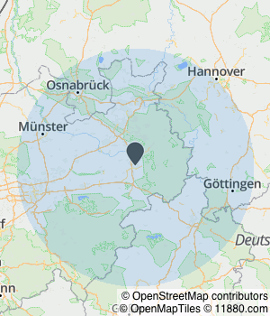 Kartendarstellung des Servicegebiets von AKS Sicherheit