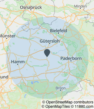 Kartendarstellung des Servicegebiets von Kelo Tief- und Straßenbau