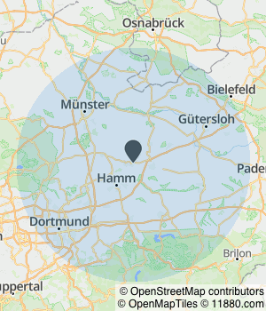 Kartendarstellung des Servicegebiets von Haushaltshilfe vor Ort GmbH