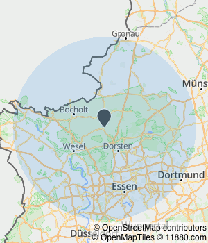 Kartendarstellung des Servicegebiets von Flexi-Lager Westmünsterland