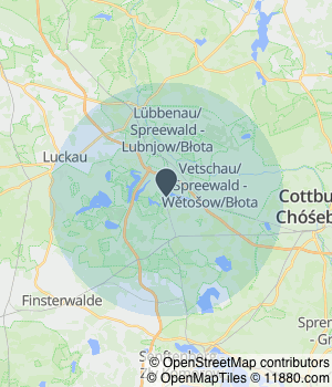 Kartendarstellung des Servicegebiets von Spree Dienstleistungen