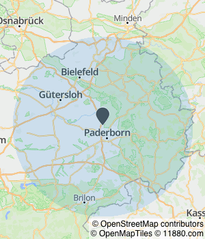 Kartendarstellung des Servicegebiets von Grand Bau UG& CoKg