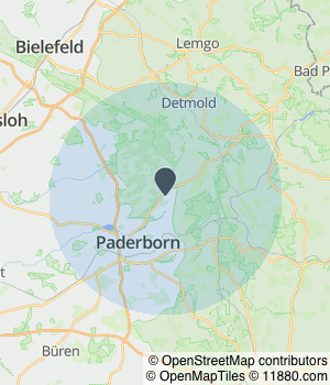 Kartendarstellung des Servicegebiets von Das Türenwerk by der mobile Tischler
