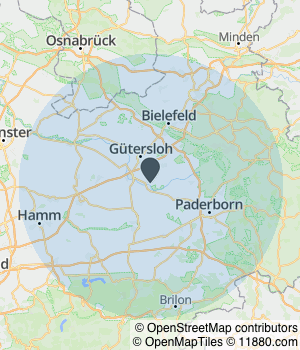 Kartendarstellung des Servicegebiets von amico Personaldienste GmbH