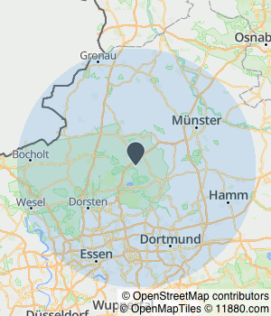 Kartendarstellung des Servicegebiets von BAUER Metallkonstruktionen